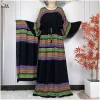 New Dubai Fashion Summer Lady Party Dresse With Big Scarf Cotton Loose Femme Islam Short Sleeve Maxi African Casual Abaya