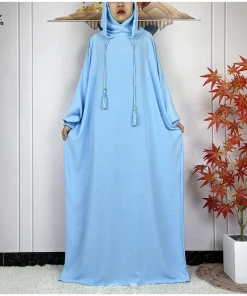 New Style Ramadan Muslim Two Hats Long Sleeve Abaya – Elegant Prayer Dress for Women