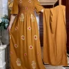 🌸 New Dubai Embroidered Cotton Modest Dress – Elegant Arabic Abaya for Women
