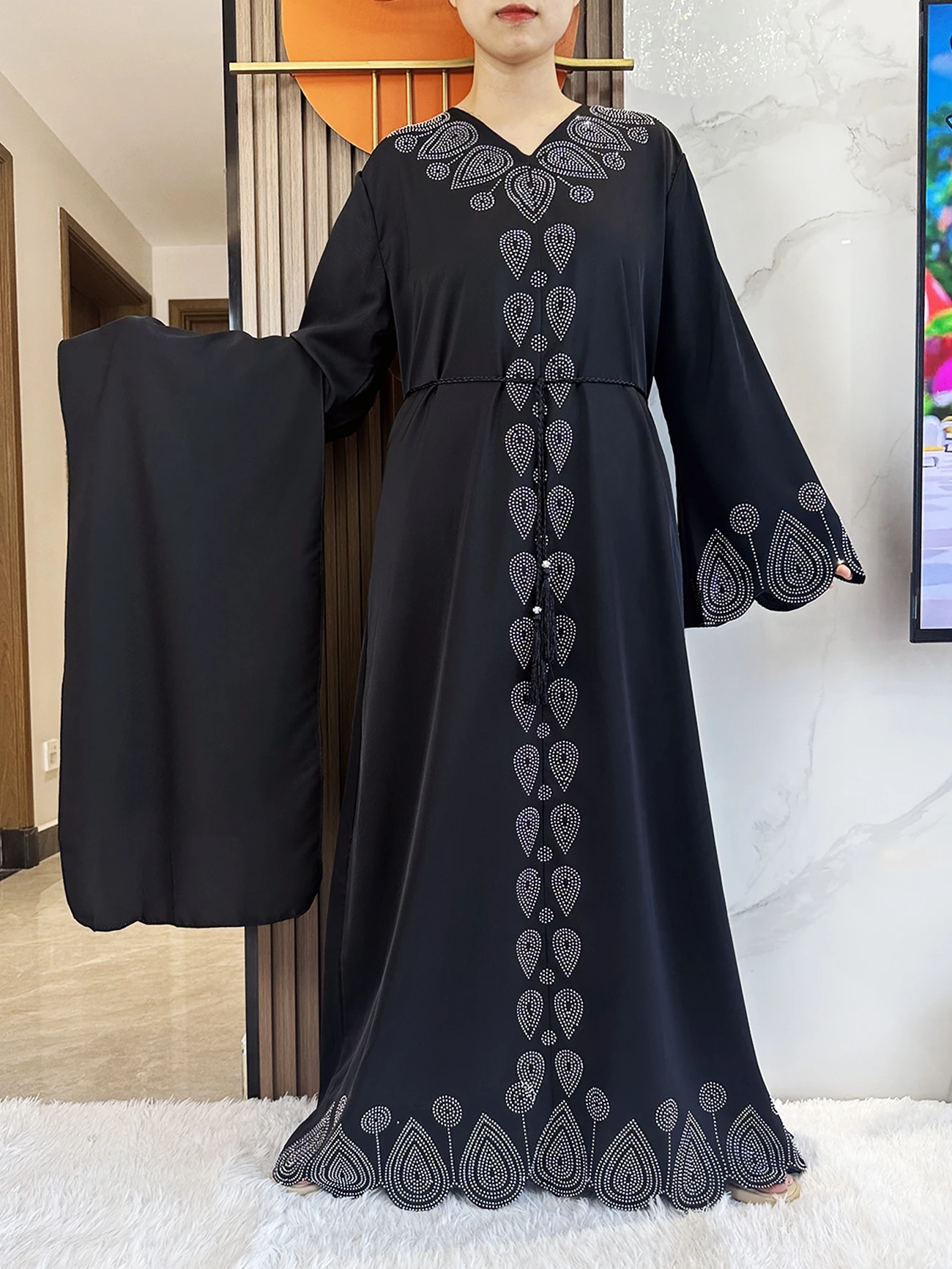 Diamond Muslim Modest Dress – Elegant Arabic Abaya for Women
