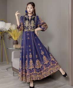 Middle Eastern Bohemian Style Dress Ethnic Embroidery Full Skirt Retro Long Dress Casual Vacation Travel Beach Dress Plus Size