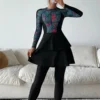 3PCS/Set Islamic Burkini Femmes Modest Swimwear Women Long Sleeve Muslim Swimsuit Hijab Pant Top Leopard